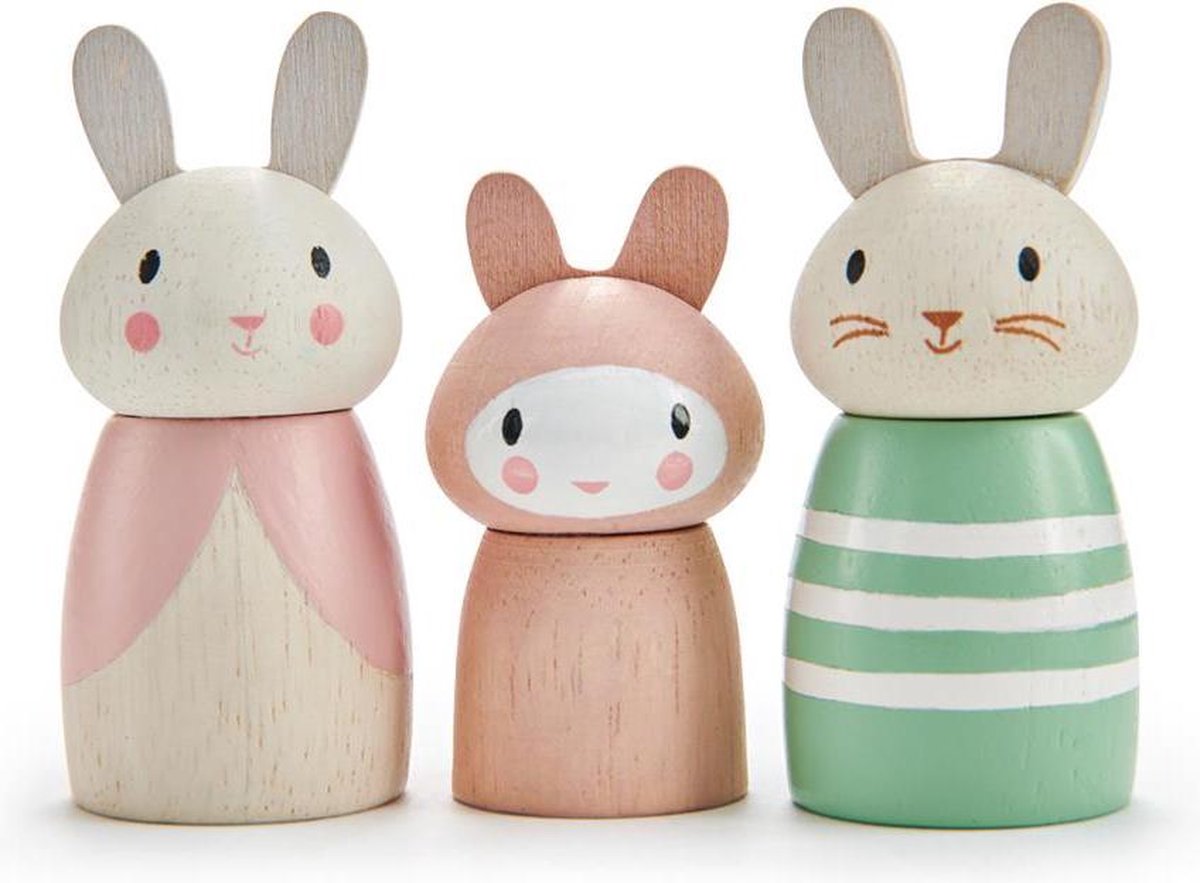 Jouets à feuilles tendres figurines de jeu contes de lapin junior bois 3 pièces