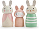 Jouets à feuilles tendres figurines de jeu contes de lapin junior bois 3 pièces