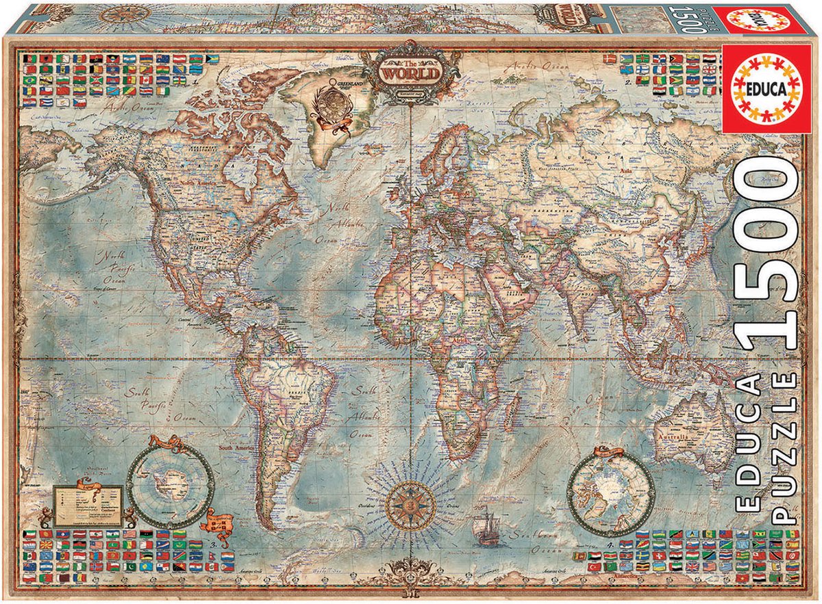 Educa - puzzle - 1500 pièces - carte du monde politique