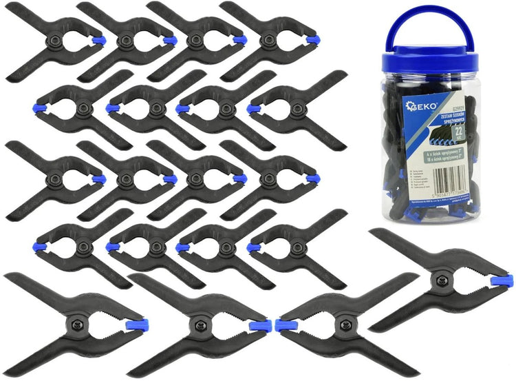 Geko lot de 22 pinces à ressort - plastique - ressort acier - 50mm 75mm