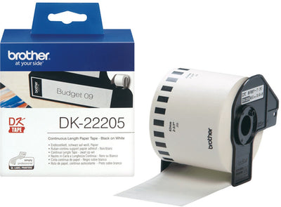 Étiquette Brother dk-22205 62mm papier blanc 30 mètres - boîte de 3 pièces