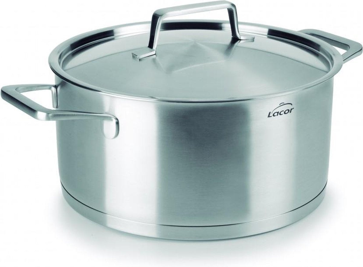 Marmite foodie Lacor avec couvercle - ø 22cm - 4l - acier inoxydable