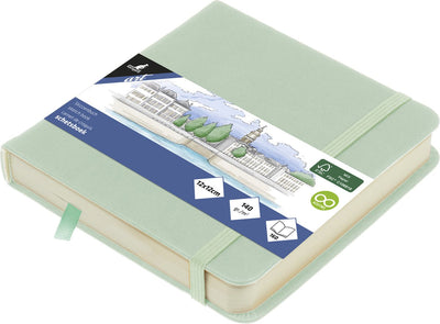 Carnet de croquis Kangaro - 12x12cm - menthe - couverture rigide en pu - avec élastique et ruban - k-861204