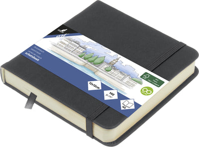 Carnet de croquis Kangaro - 12x12cm - gris froid - couverture rigide PU - avec élastique et ruban de lecture