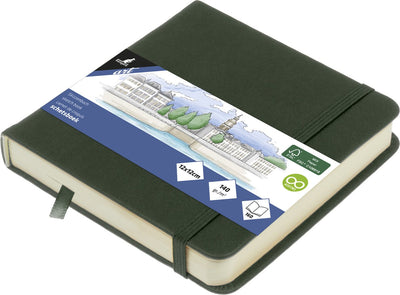 Carnet de croquis Kangaro - 12x12cm - vert forêt - couverture rigide en pu - avec élastique et ruban de lecture - k-861208