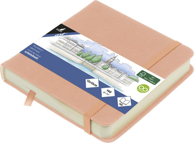 Carnet de croquis Kangaro - 12x12cm - vieux rose - couverture rigide en pu - avec élastique et ruban - k-861202