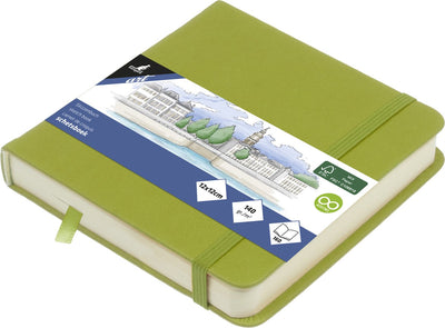 Carnet de croquis Kangaro - 12x12cm - vert anis - couverture rigide en PU - avec élastique et ruban de lecture - k-861209