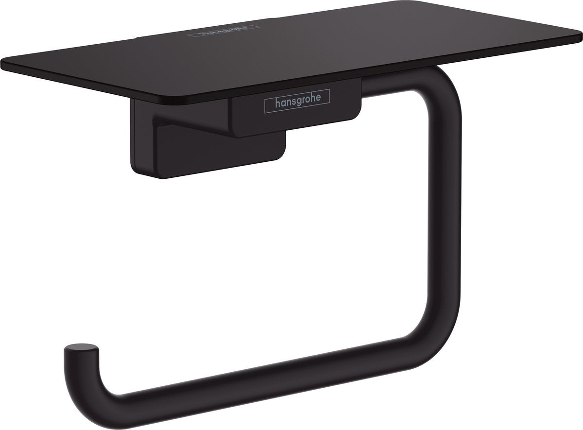 Porte-rouleau de papier toilette Hansgrohe Addstoris avec étagère noir mat