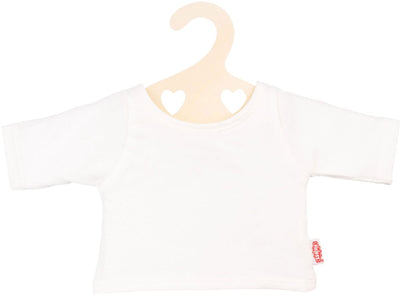 T-shirt Heless Dolls blanc sur le cintre de vêtements, taille 28-35 cm
