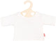 T-shirt Heless Dolls blanc sur le cintre de vêtements, taille 28-35 cm