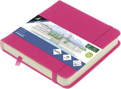 Carnet de croquis Kangaro - 12x12cm - rose vif - avec élastique et ruban - k-861250