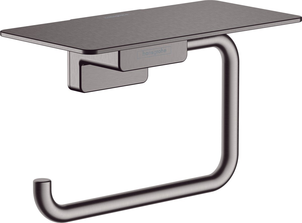 Porte-rouleau de papier toilette Hansgrohe Addstoris avec étagère chrome noir brossé