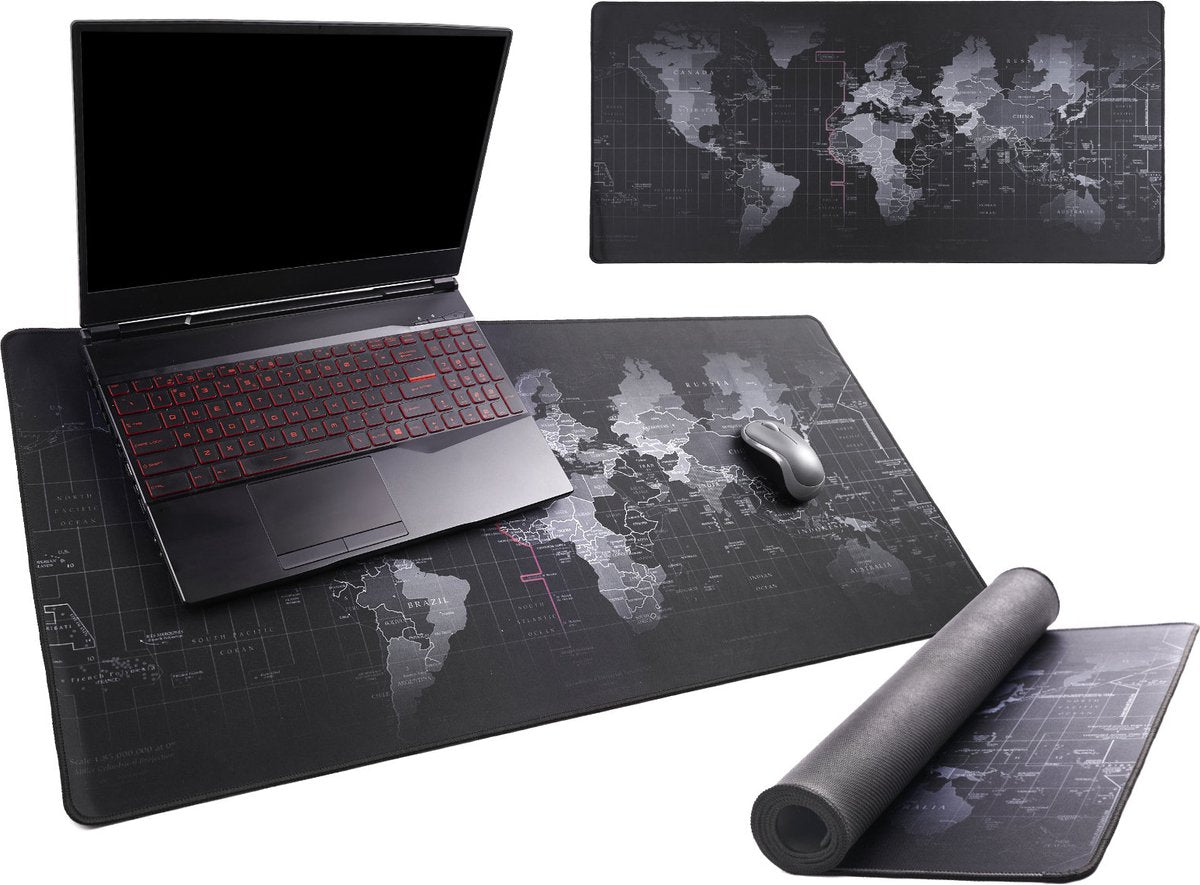Sous-main Ikonka - 40x90cm - tapis de souris - tapis de souris - carte du monde