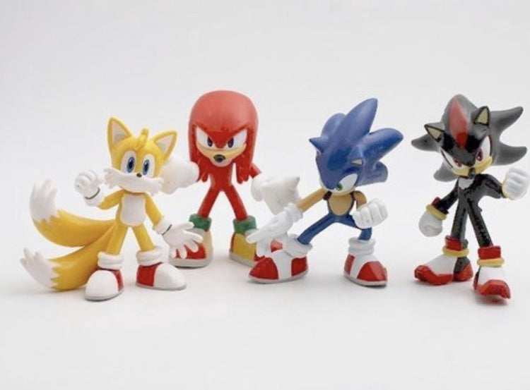 Comansi Sonic le hérisson - 4 figurines de jeu Sonic dans un emballage cadeau - Sonic, Shadow, Knuckles et Tails - 8 cm de haut.
