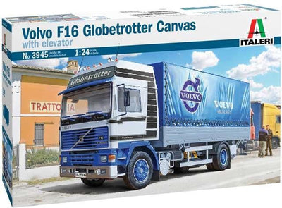 Kit de construction de maquettes Italeri camions - 3945 volvo f16 globetrotter toile avec ascenseur plastique - 1:24 - modélisme