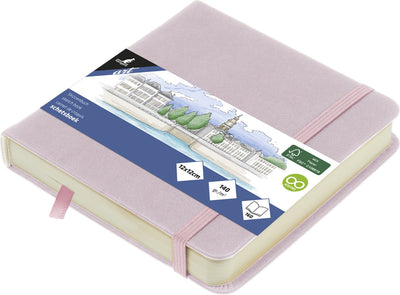 Carnet de croquis Kangaro - 12x12cm - violet - couverture rigide en pu - avec élastique et ruban - papier 140g - 160 pages