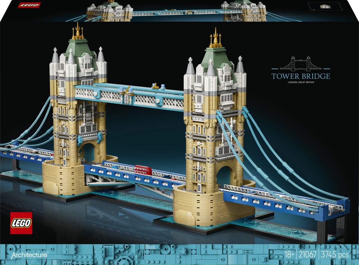Kit de construction de pont de tour d'architecture Lego pour adultes, décoration de la maison 21067