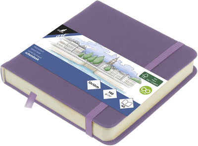 Carnet de croquis Kangaro - 12x12cm - violet chiné - avec élastique et ruban - k-861253