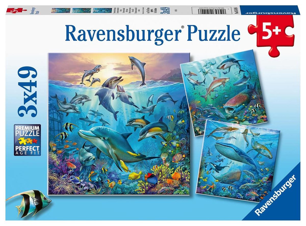 Ravensburger puzzle animaux dans l'océan - 3x49 pièces - puzzle enfant