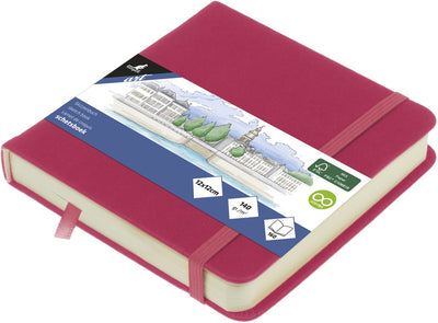 Carnet de croquis Kangaro - 12x12cm - rubis - avec élastique et ruban - k-861251