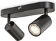 B.k.licht - spot en saillie - spot de plafond avec 2 points lumineux - barre rotative - raccord gu10 - noir - métal - l: 27cm