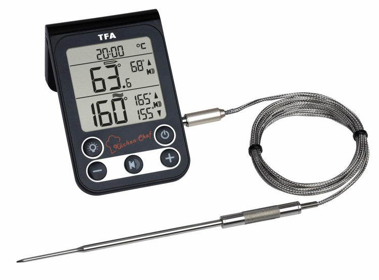 Tfa dostmann 14.1510.02 thermomètre pour barbecue surveillance de la température à cœur, capteur à câble rôtissage, grillade, cuisson lente