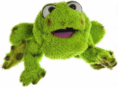 Marionnettes vivantes Rolf la grenouille | marionnette à main 35 cm avec principe de bouche pliante | lavable jusqu'à 30°c | adapté aux enfants et aux adultes