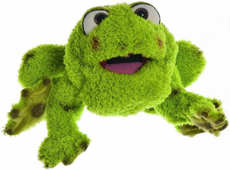 Marionnettes vivantes Rolf la grenouille | marionnette à main 35 cm avec principe de bouche pliante | lavable jusqu'à 30°c | adapté aux enfants et aux adultes