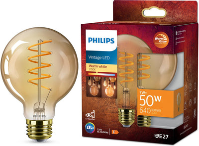 Philips led philips deco led - warmglow - 50w - raccord e27 - forme de lampe globe g95 - lampe ambre