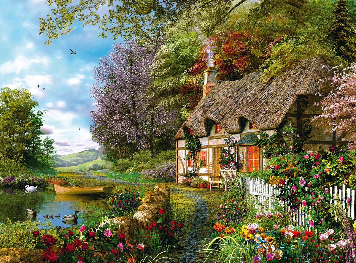 Ravensburger puzzle chalet - puzzle paysage 1500 pièces.