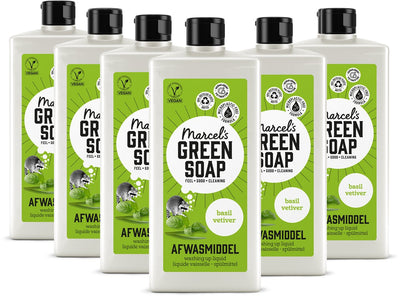 Liquide vaisselle savon vert Marcel's - basilic vétiver - 6 x 500ml