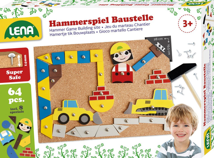 Lena jeu d'enfant marteau robinet liège bois métal 64 pièces