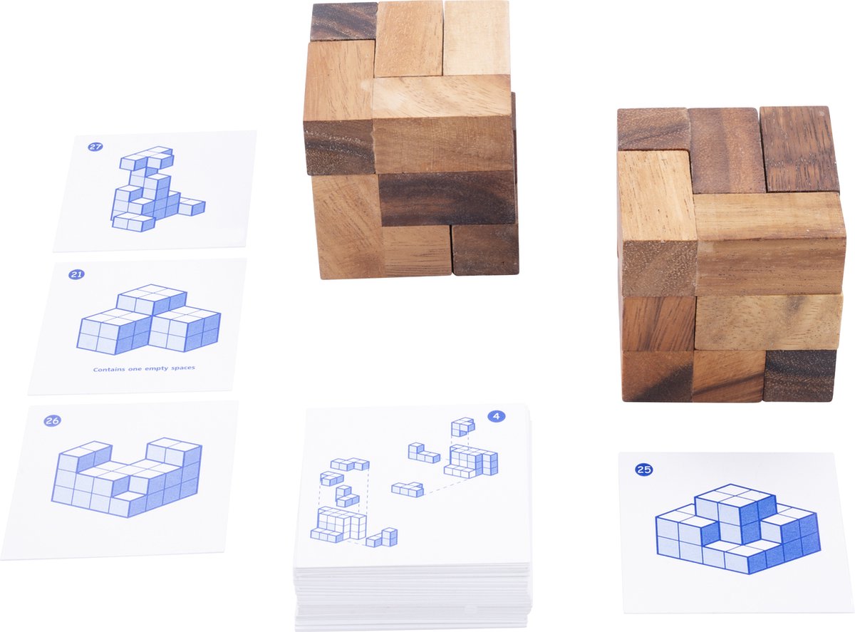 Longfield double soma cube - jeu de puzzle 3D en bois - jeu de réflexion pédagogique - casse-tête logique - jeu de construction et de pliage - coeur d'ange