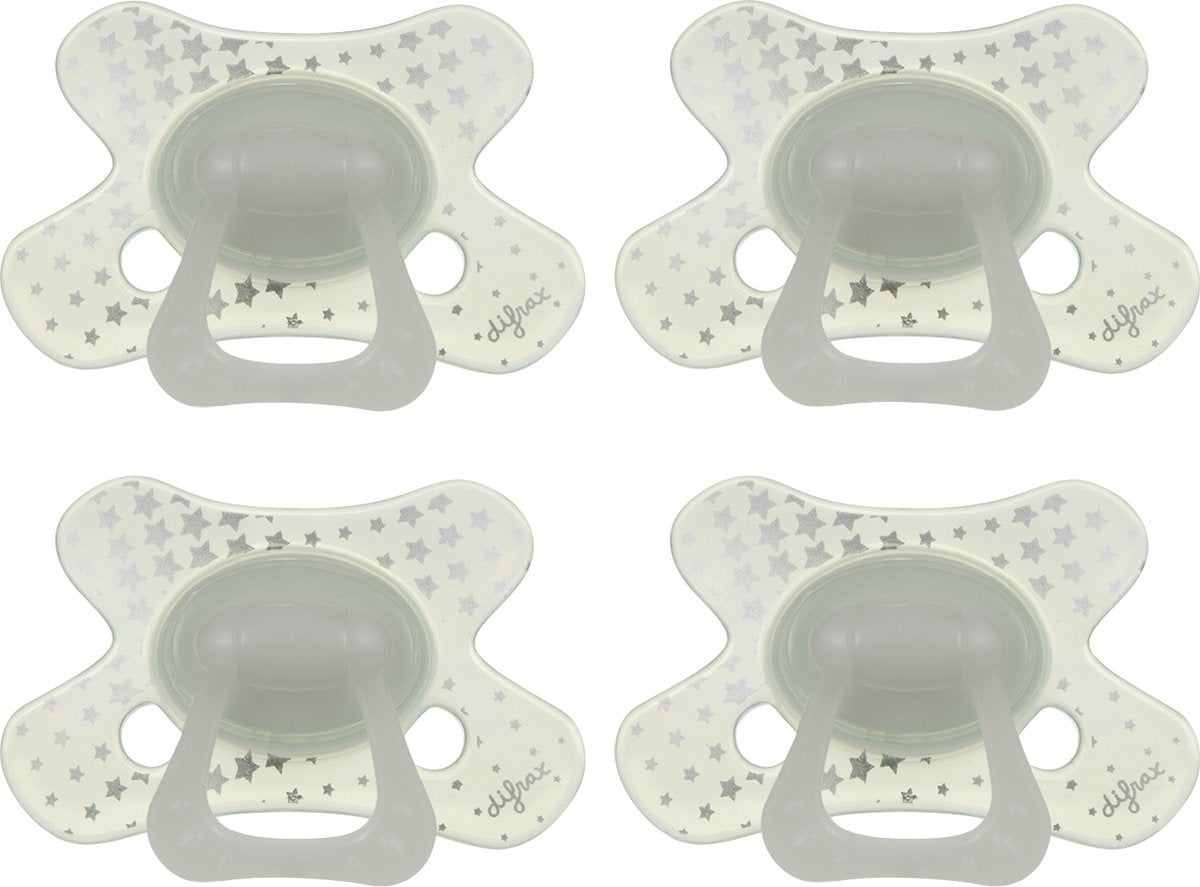 Sucette naturelle Difrax - 12 à 18 mois - étoiles transparentes - 4 pièces