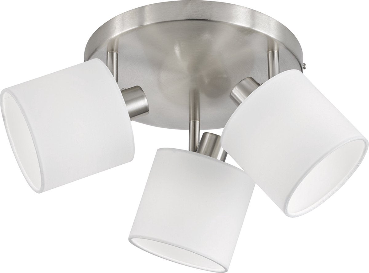 Rl live your light reality tommy - spot en saillie - nickel mat - excl. 3x E14 - abat-jour blanc