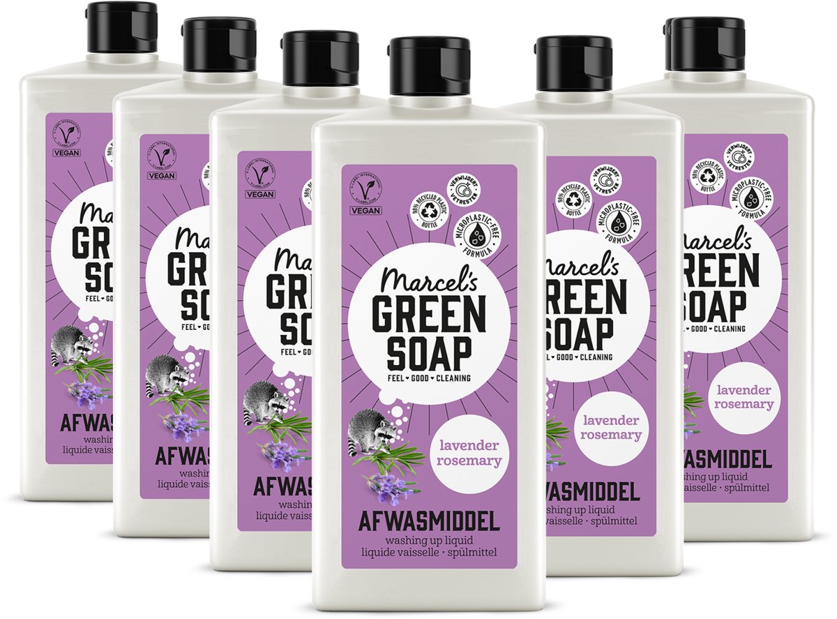 Liquide vaisselle savon vert Marcel's - lavande romarin - 6 x 500ml