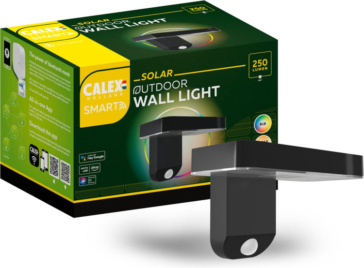 Lampe d'extérieur solaire intelligente Calex - Applique murale intelligente - RVB et blanc chaud - Noir