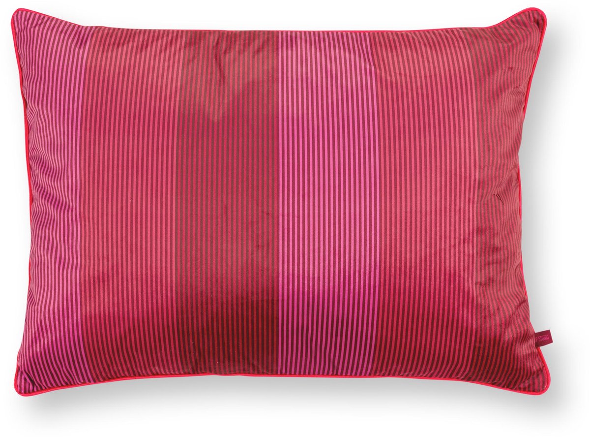Pip studio coussin décoratif multi rayures - coussin pour le salon - rouge - 50x70cm