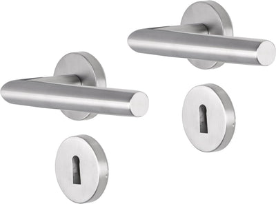 Poignée de porte Impresso - herse - pour l'intérieur - ronde avec rosace à clé ronde - acier inoxydable - 2 pièces