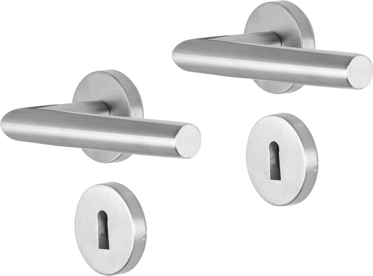 Poignée de porte Impresso - herse - pour l'intérieur - ronde avec rosace à clé ronde - acier inoxydable - 2 pièces