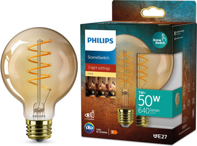 Philips led philips deco led - interrupteur de scène - 50w - raccord e27 - forme de lampe globe g95 - lampe ambre