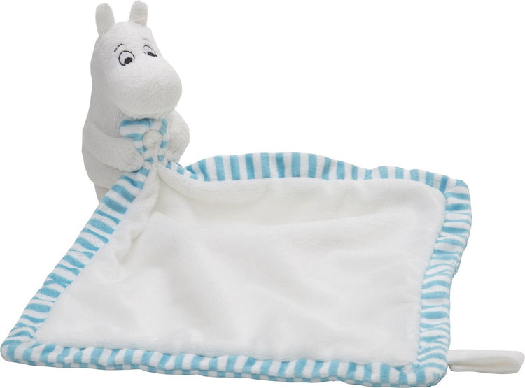 Rätt start - moomin - doudou bleu - 24 x 24 cm - avec attache-tétine - doudou doux pour bébé - lavable