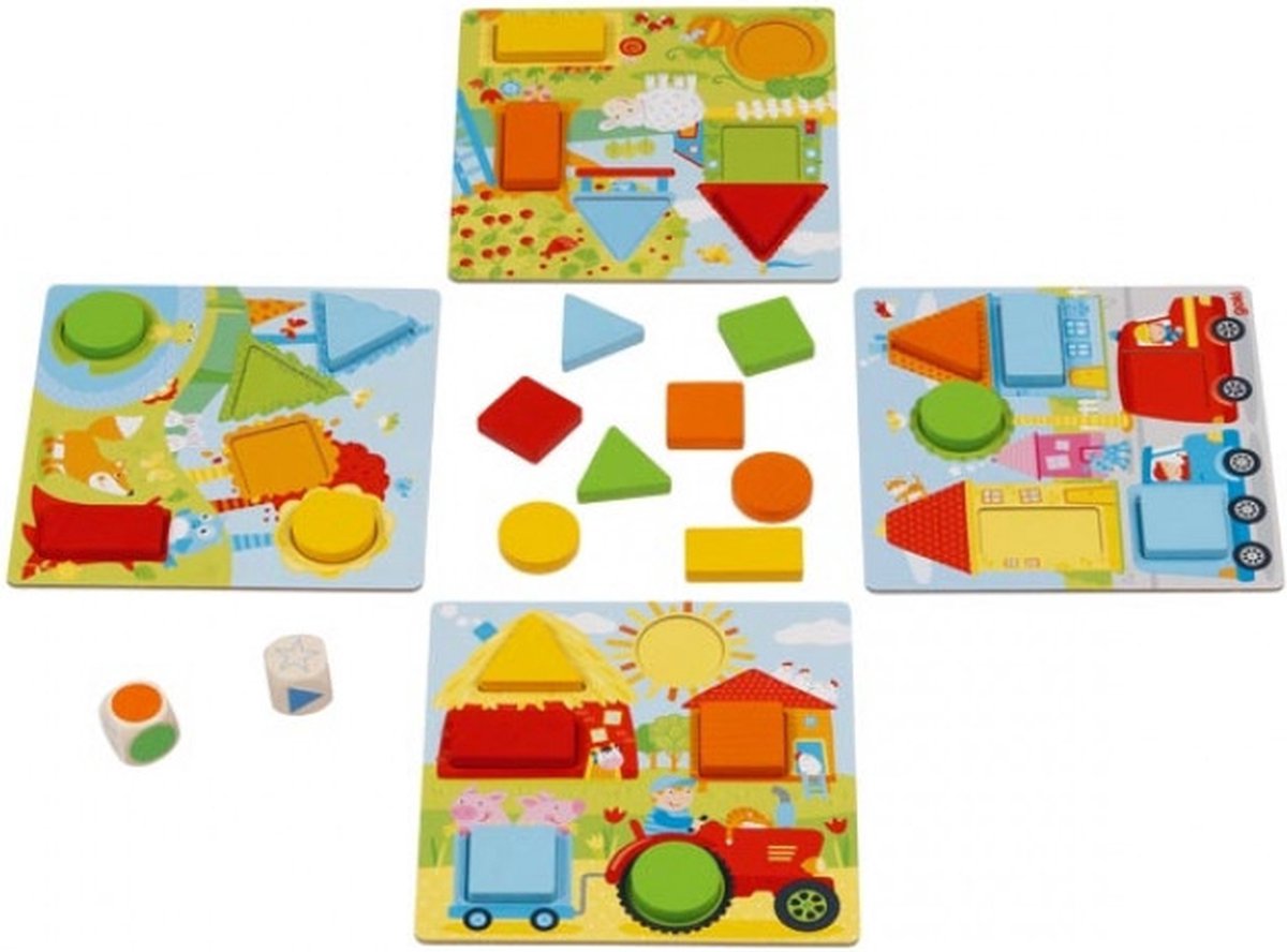 Jouets éducatifs Goki formes géométriques - carton coloré.