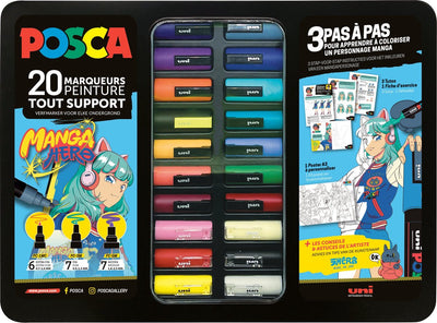 Posca marqueur peinture uni manga hero cul valise 20 pcs