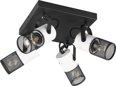 Trio tosh - spot - noir et blanc - excl. Spot de plafond 4x e14 15w - éléments en bois blanc