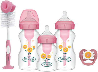 Dr. brown's options+ coffret de démarrage anti-colique - biberon à col large - rose