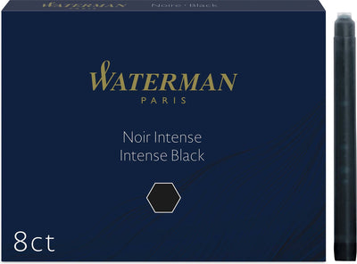 Cartouches d'encre pour stylo plume Waterman | longue internationale | noir intense | 8 cartouches d'encre