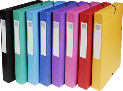 Exacompta 8x coffret de classement carton brillant dos 40mm - a4 - assortis - 50400e