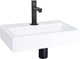 Ensemble fontaine plat Differnz - 38x24x8cm - rectangle - 1 trou de robinetterie - robinet droit noir mat - céramique blanche