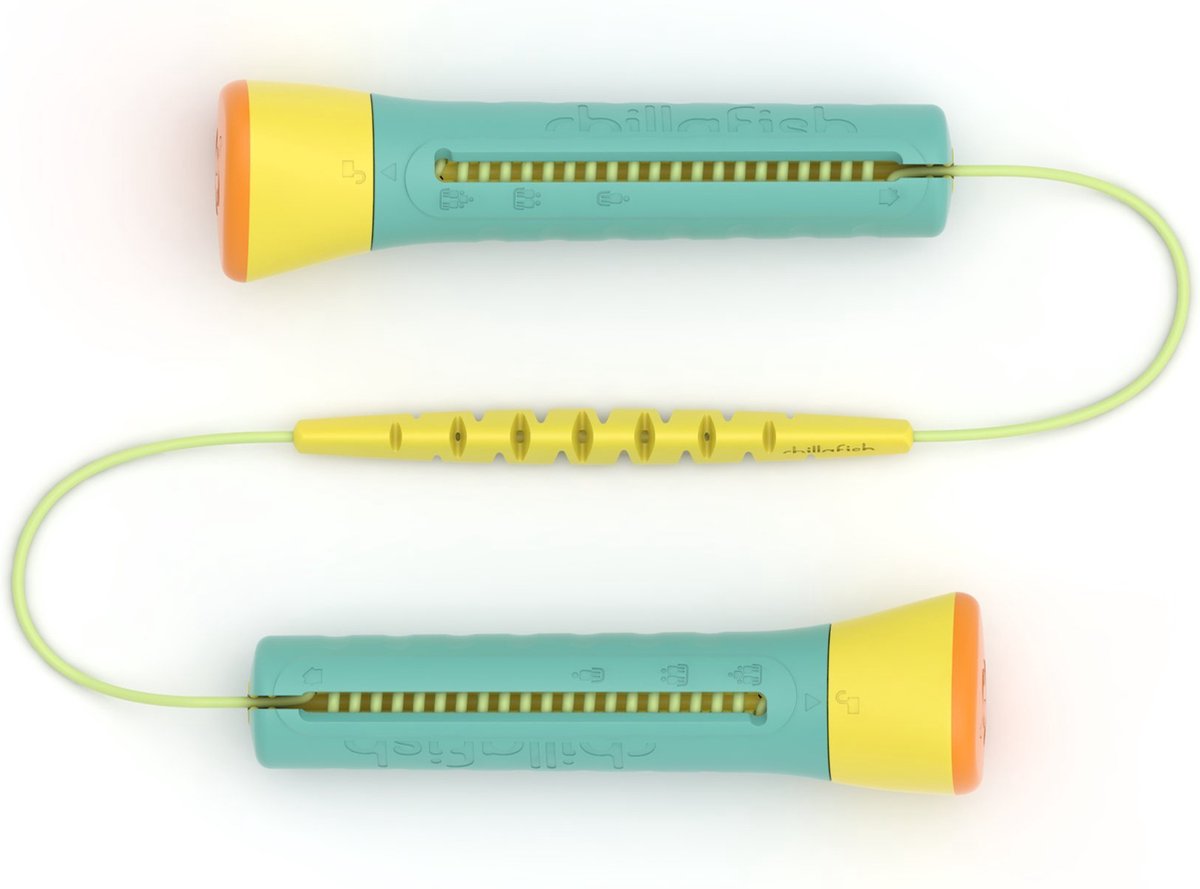 Chillafish corde à sauter enfants réglable en longueur - vert - corde à sauter filles et garçons 4 ans - facile à ranger grâce aux poignées à roulettes - modèle skibbi